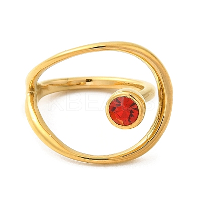 Real 14K Gold Plated 304 Stainless Steel Hollow Teardrop Open Cuff Ring RJEW-G297-01G-1