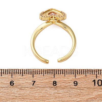 Brass Micro Pave Cubic Zirconia Open Cuff Rings for Women RJEW-U057-22A-G-1