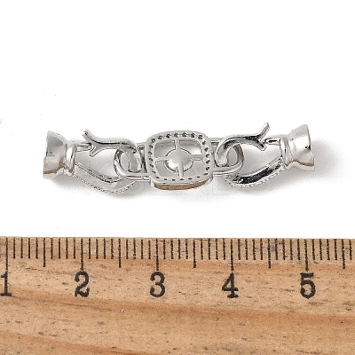 Brass Pave Clear Cubic Zirconia Fold Over Clasps KK-M320-13P-1