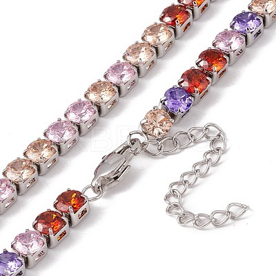 Classic Cubic Zirconia Tennis Necklace NJEW-G017-02B-P-1