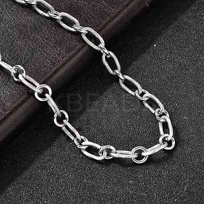 304 Stainless Steel Oval Link Chain Necklaces for Women Men NJEW-A054-01P-1