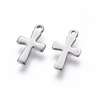Tarnish Resistant 304 Stainless Steel Tiny Cross Charms STAS-L234-077P-1