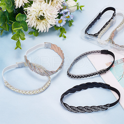 4 Sets 4 Style Glittered Braided Rhinestone Anti-Loose Shoelace for High-heeled Shoes AJEW-GO0001-06-1