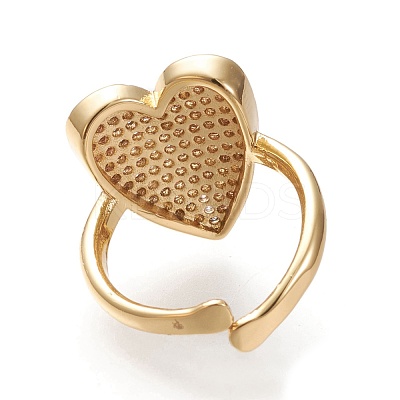 Adjustable Brass Micro Pave Clear Cubic Zirconia Cuff Rings RJEW-I070-01G-1