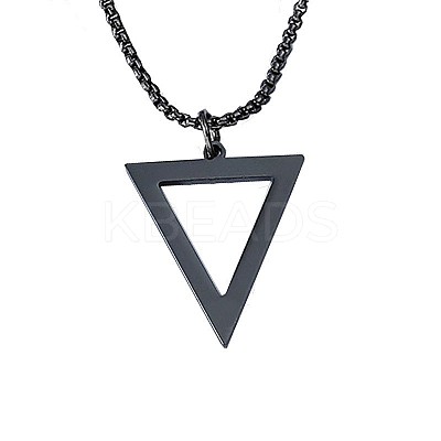 Inverted Triangle Stainless Steel Pendant Box Chain Necklaces for Men FS-WGF3CC6-01-1