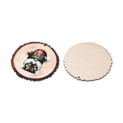 12Pcs Christmas Gnome UV Single Face Printed Wood Pendant Decorations WOOD-N020-42-1