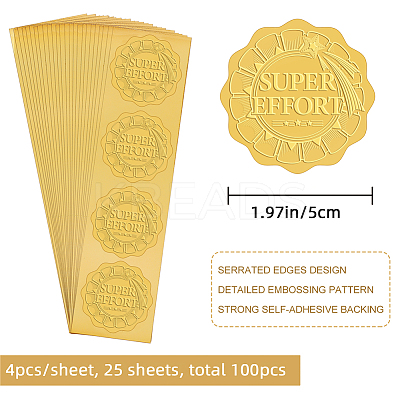 Plastic Self Adhesive Gold Foil Embossed Stickers DIY-WH0211-310-1