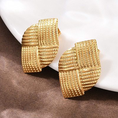 304 Stainless Steel Woven Stud Earrings EJEW-I320-08G-1