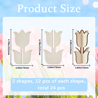 24Pcs Unfinished Wood Tulip Discs Slices AJEW-WH20020-196-1