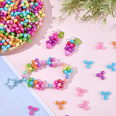 200Pcs Opaque Plastic Tri Beads for Christmas Ornaments Making SACR-SP0001-52-1