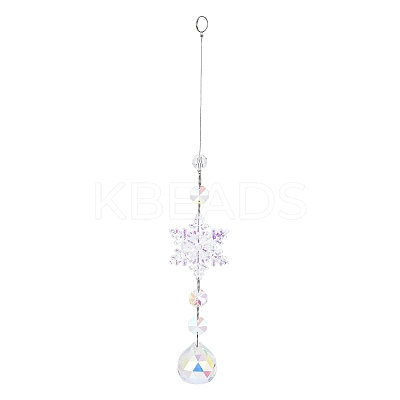 AB Color Glass Snowflake Pendant Decorations AJEW-Q144-02P-02-1