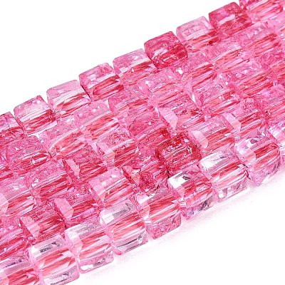 Crackle Transparent Glass Beads Strands GLAA-N062-4mm-12-1