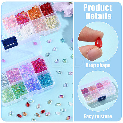 320Pcs 8 Colors Transparent Glass Beads GGLA-YW0004-63-1