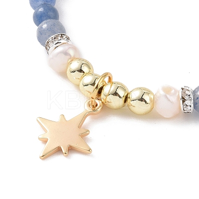 Brass Star Charm Bracelet & Necklace SJEW-JS01268-1