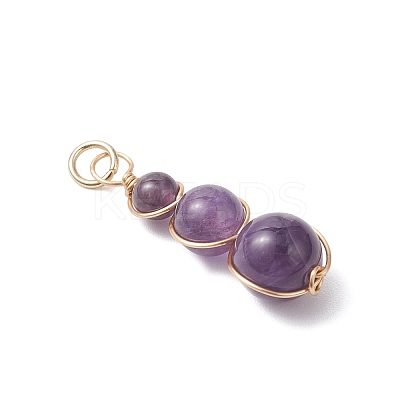 Natural Amethyst Round Beaded Pendants PALLOY-JF04700-02-1