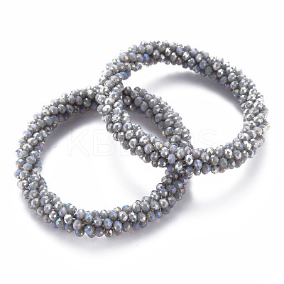 AB Color Plated Faceted Opaque Glass Beads Stretch Bracelets BJEW-S144-003D-10-1