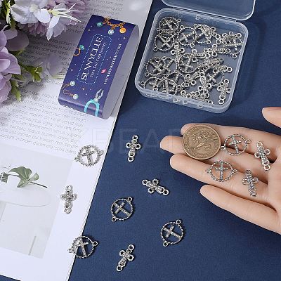 40Pcs 2 Styles Religion Alloy Crystal Rhinestone Connector Charms FIND-SC0007-91-1