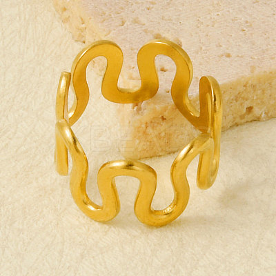 Geometric 304 Stainless Steel Adjustable Cuff Open Rings for Women WL5945-2-1