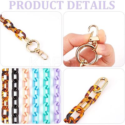 6Pcs 6 Colors Opaque Acrylic Cable Chain Wristlet Straps HJEW-CA0001-33-1