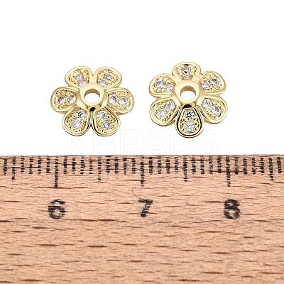Brass Micro Pave Clear Cubic Zirconia Bead Caps KK-Q071-07G-02-1