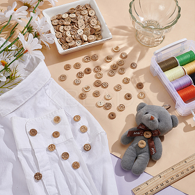 200Pcs 10 Styles 2-Hole Natural Coconut Buttons DIY-GA0008-28-1