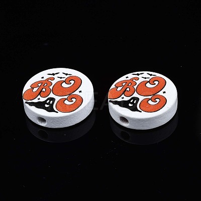 Halloween Printed Natural Wood Beads WOOD-T021-80-1