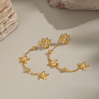 304 Stainless Steel Star Dangle Stud Earrings LS-EJEW-G451-03G-1