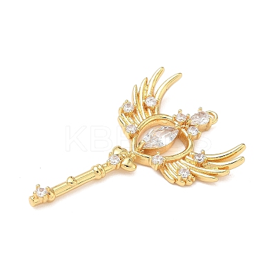 Brass Micro Pave Clear Cubic Zirconia Pendants KK-H526-04A-G-1