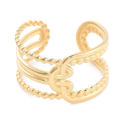 304 Stainless Steel Oval Open Cuff Rings for Women RJEW-K273-07G-1
