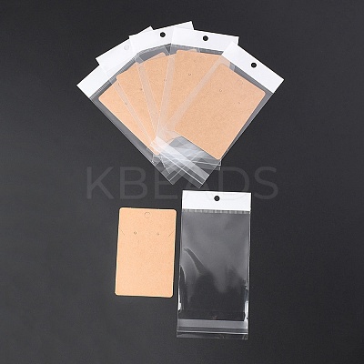 100Pcs Rectangle Kraft Paper One Pair Earring Display Cards with Hanging Hole CDIS-YW0001-02A-1