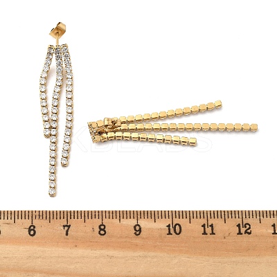 304 Stainless Steel Clear Cubic Zirconia Tassel Stud Earrings EJEW-Z094-01E-G-1