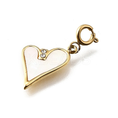 Heart 304 Stainless Steel Rhinestone Pendant Decorations STAS-H202-03G-1