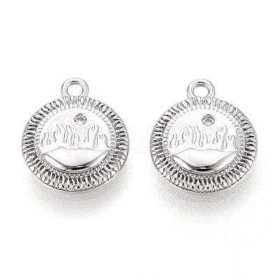 Brass Micro Pave Clear Cubic Zirconia Charms KK-N267-15P-1