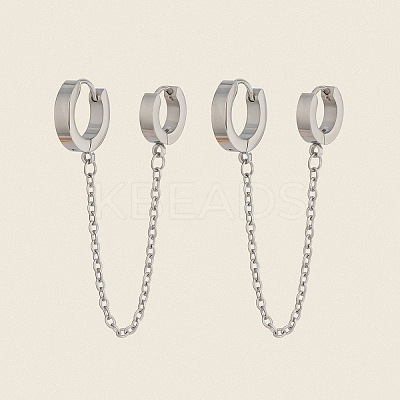304 Stainless Steel Double Hoop Earrings LS-MR5032-1