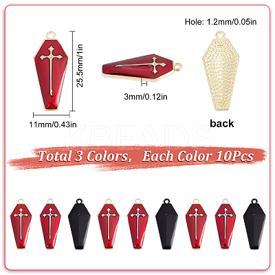 30Pcs 3 Colors Halloween Theme Alloy Enamel Pendants ENAM-SC0003-50-1