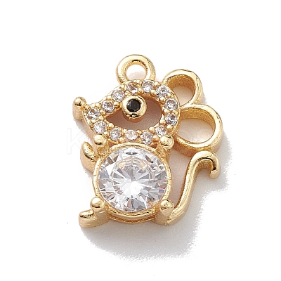 Rack Plating Brass Micro Pave Cubic Zirconia Charms KK-P231-01G-1