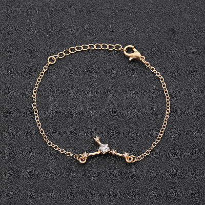 12 Constellations Alloy Rhinestone Link Bracelets WG43B2B-09-1