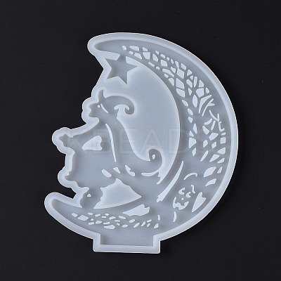 Halloween Theme DIY Moon with Witch Display Decoration Silicone Molds DIY-G058-E01-1