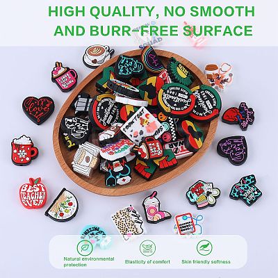 15Pcs 15 Styles Food Grade Silicone Focal Beads SIL-SZ0001-81-1