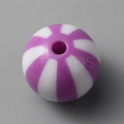 Opaque Acrylic Striped Beads SACR-WH0009-10C-1
