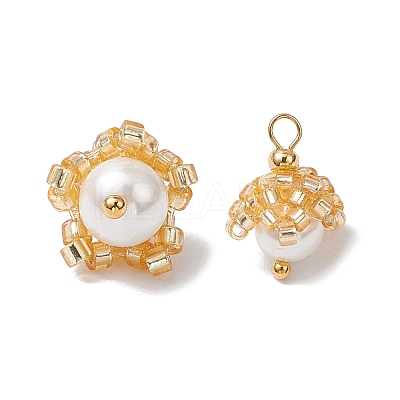 Cylinder Seed Beaded Flower Pendants PALLOY-MZ00705-1