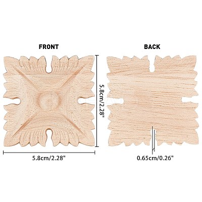 Natural Solid Wood Carved Onlay Applique Craft WOOD-WH0101-55-1