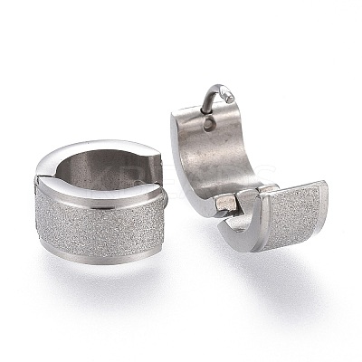 Tarnish Resistant Textured 304 Stainless Steel Huggie Hoop Earrings LS-EJEW-L252-017P-1