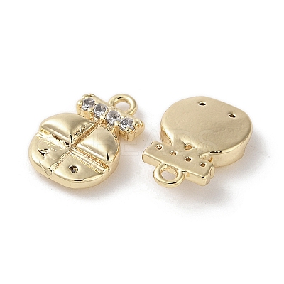 Brass Micro Pave Clear Cubic Zirconia Charms KK-G491-08G-1