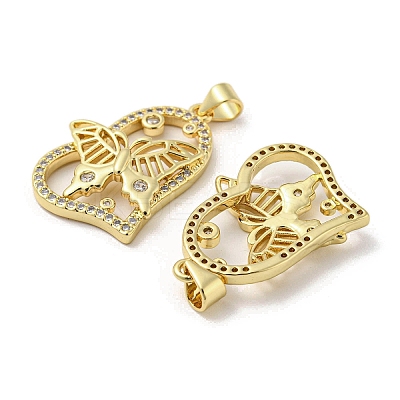 Rack Plating Brass Micro Pave Cubic Zirconia Pendants KK-F869-23G-1