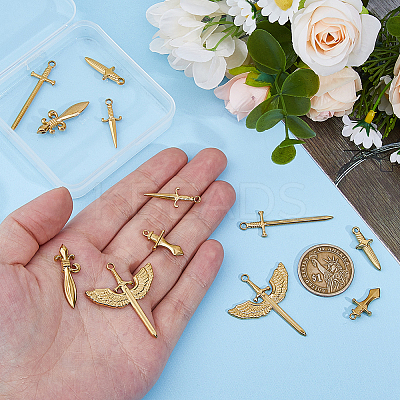12Pcs 6 Styles Stainless Steel Pendants STAS-HS0001-28-1