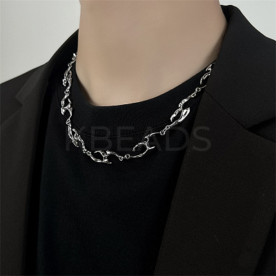 201 Stainless Steel Alloy Liquid Irregular Link Chain Necklaces FS-WG172B5-01-1-1