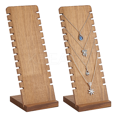 Cedarwood Jewelry Slan Back Pendant Necklace Organizer Display Stands ODIS-WH0078-23-1