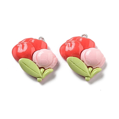 Spring Theme Opaque Resin Pendants LS-RESI-R444-04G-1