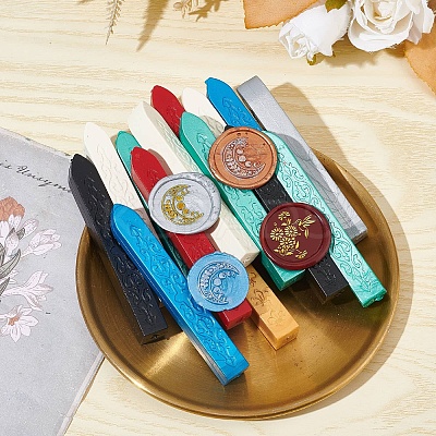 Brass Wax Seal Stamp with Wood Handle AJEW-WH0412-0285-1